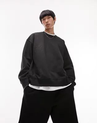 Topman oversized sweatshirt in black | ASOS (Global)