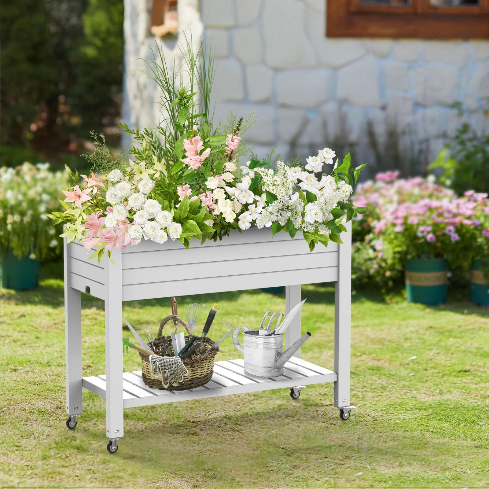 Dovecove Gramercie Elevated Garden Bed Raised Planter for Outdoor Indoor With Wheels & Reviews | ... | Wayfair North America