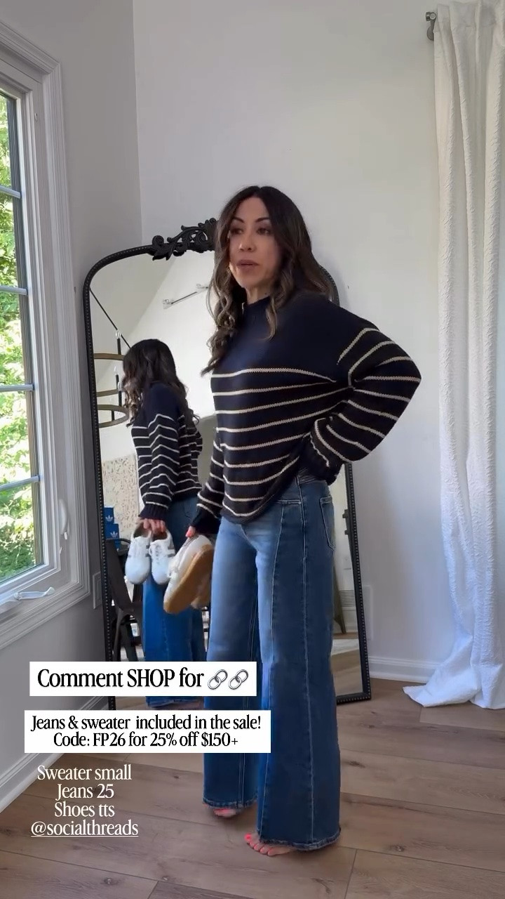 25% off $150+ @socialthreads w/ code FP26. 

Sweater small. Jeans 25.

#LTKOver40 #LTKSaleAlert #LTKPetite
