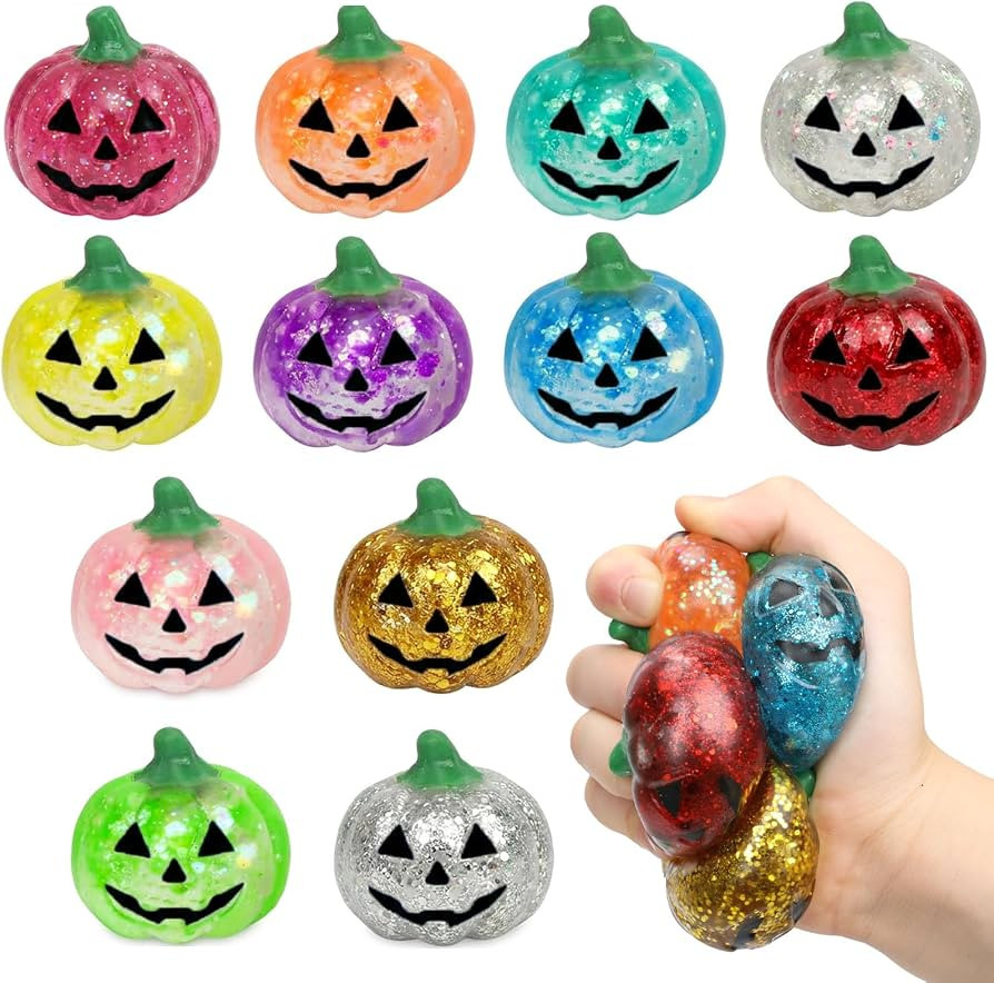 12pcs Halloween Glitter Pumpkin Stress Balls,Slow Rising Squishy Toys for Kids Stress Relief,Hall... | Amazon (US)