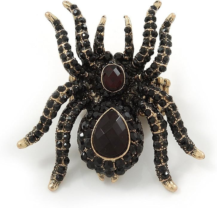 Avalaya Oversized Black Crystal Spider Stretch Cocktail Ring (Antique Gold Tone) - Adjustable - S... | Amazon (US)
