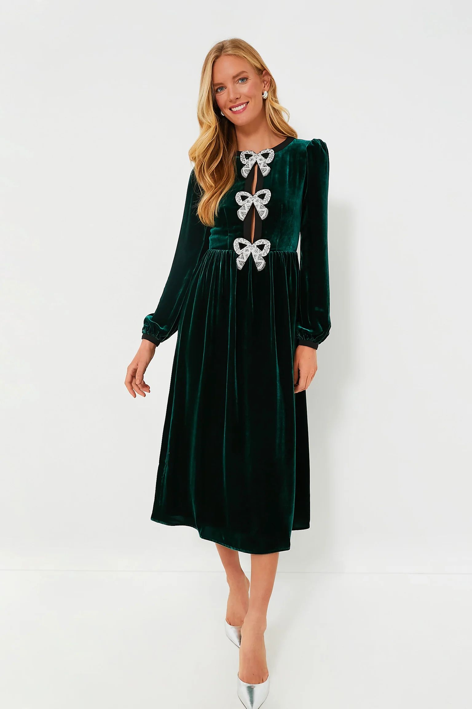 Green Velvet Camille Bows Dress | Salani Dress | Tuckernuck Dress | Holiday Dress  | Tuckernuck (US)
