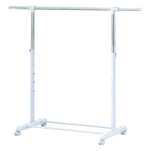 Mainstays Adjustable Rolling Garment Rack Metal Chrome, White, 84-121Wx44Dx123.5-163Hcm | Walmart (US)
