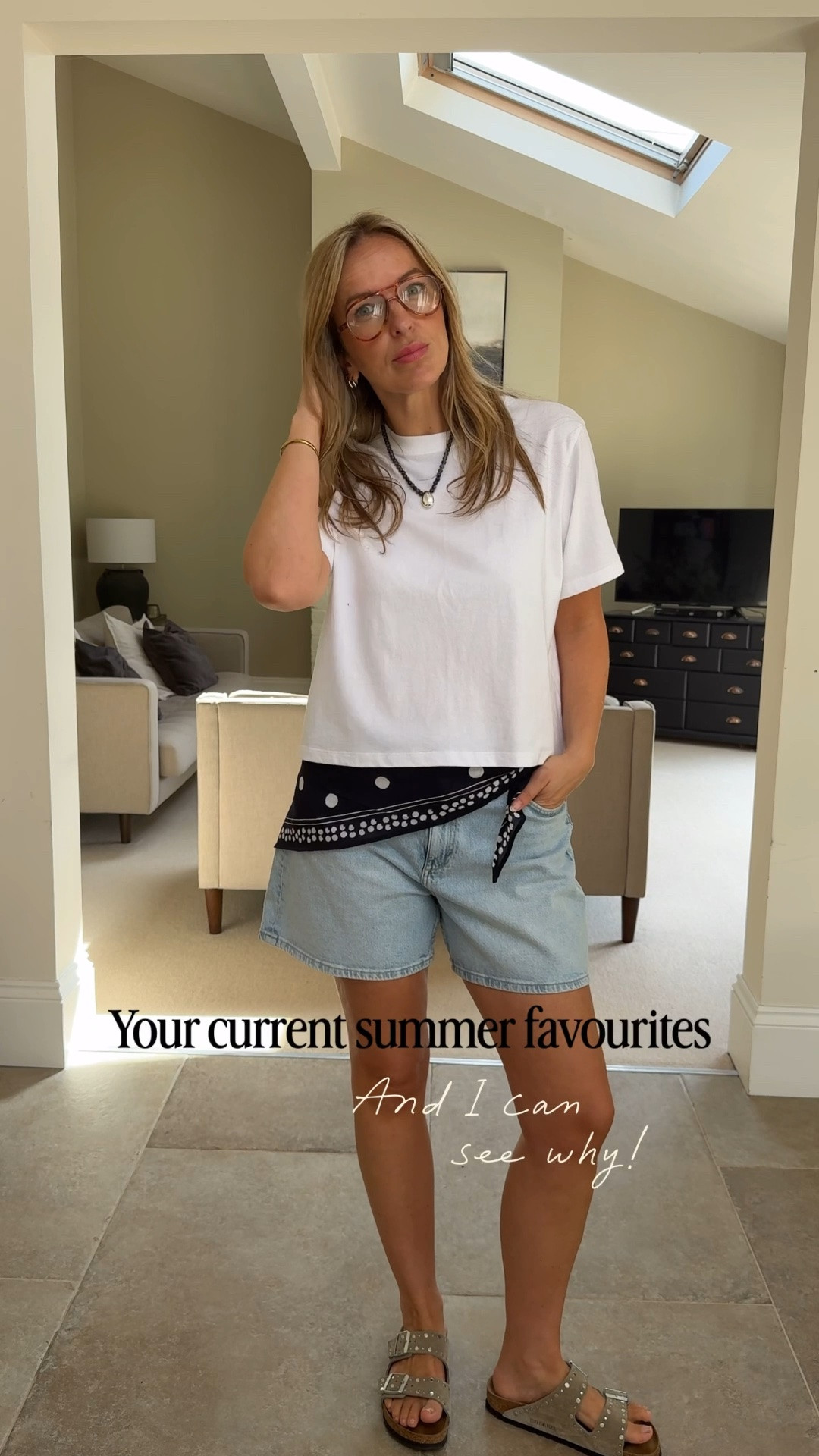 Best selling with good reason… 
Perfect white T , shape, length, fabric , quality - I wear a large 
Shorts - a great length and A-line silhouette , soft cotton denim 
True to size - I wear a U.K. 14

#LTKsummer #LTKtravel #LTKjeans