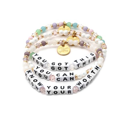 Little Words Project Handcrafted and Uniquely Designed Beaded Bracelets - BFF Stack - Set of 3 Bracelets - Grateful, Love You, BFF | Amazon (US)
