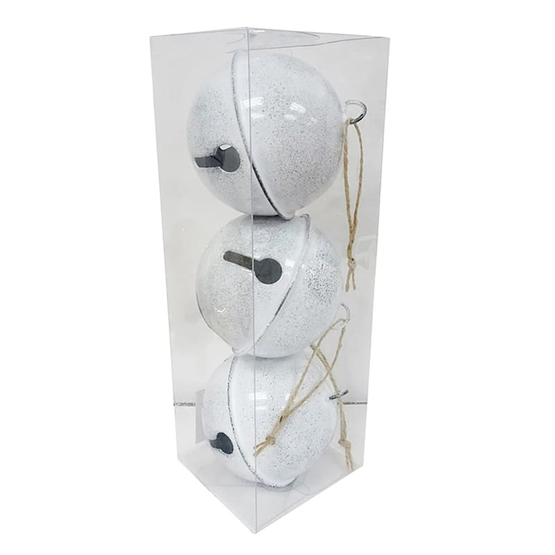 3-Count White Bell Shatterproof Ornaments, 3.1" | At Home