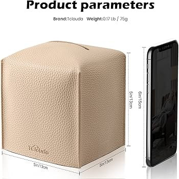Tissue Box Cover, Tclouda, Modern PU Leather Square Tissue Box Holder for Creative Decorative, Id... | Amazon (US)