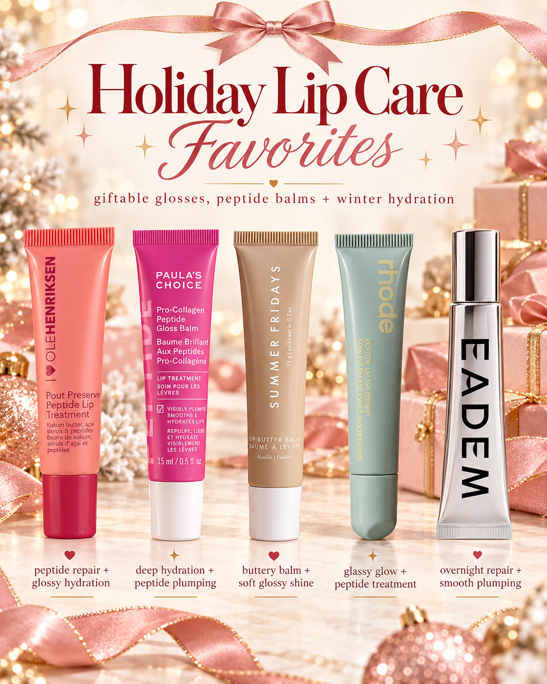 Need a cute beauty gift that doesn’t feel random? 🎀💋 These are the little lip luxuries I’d actually be excited to unwrap — perfect for stocking stuffers, beauty baskets, Secret Santa or an easy add-on gift.

💗 Ole Henriksen Pout Preserve — glossy peptide treatment  
✨ @paulaschoice Pro-Collagen Gloss Balm — smoothing + plumping  
🤎 @Summer Fridays Butter Balm — buttery-soft everyday gloss  
🩵 Rhode Peptide Lip Treatment — juicy shine + smoothing care  
💎 EADEM Le Chouchou — softening + fuller-looking lips  

Basically: small gifts that feel way more exciting than their size. ✨

📌 Save for stocking stuffers + beauty gift ideas!

Everything is Linked! ↓

#LTKSaleAlert #LTKBeauty #LTKTravel