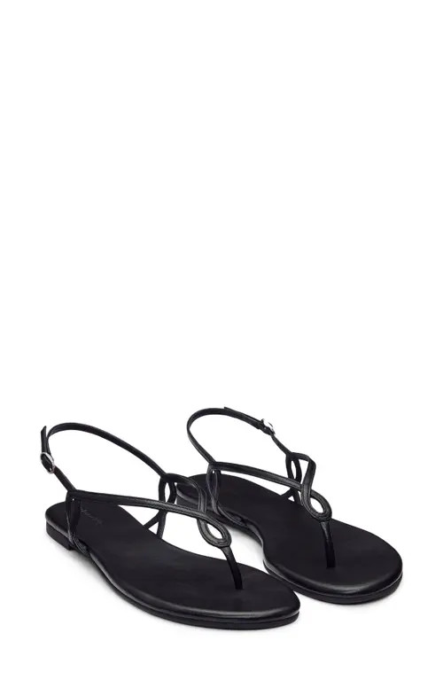 Reformation Luna Flat Sandal in Black Leather at Nordstrom, Size 10 | Nordstrom