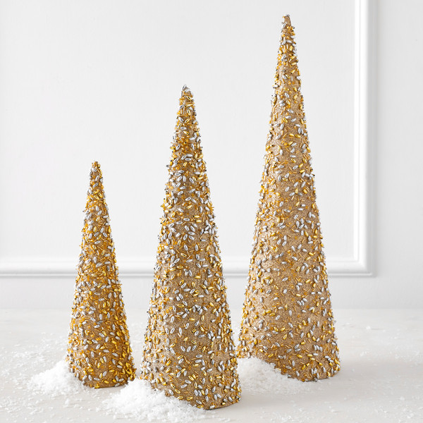 Beaded Gold Trees - Set Of 3 | Z Gallerie