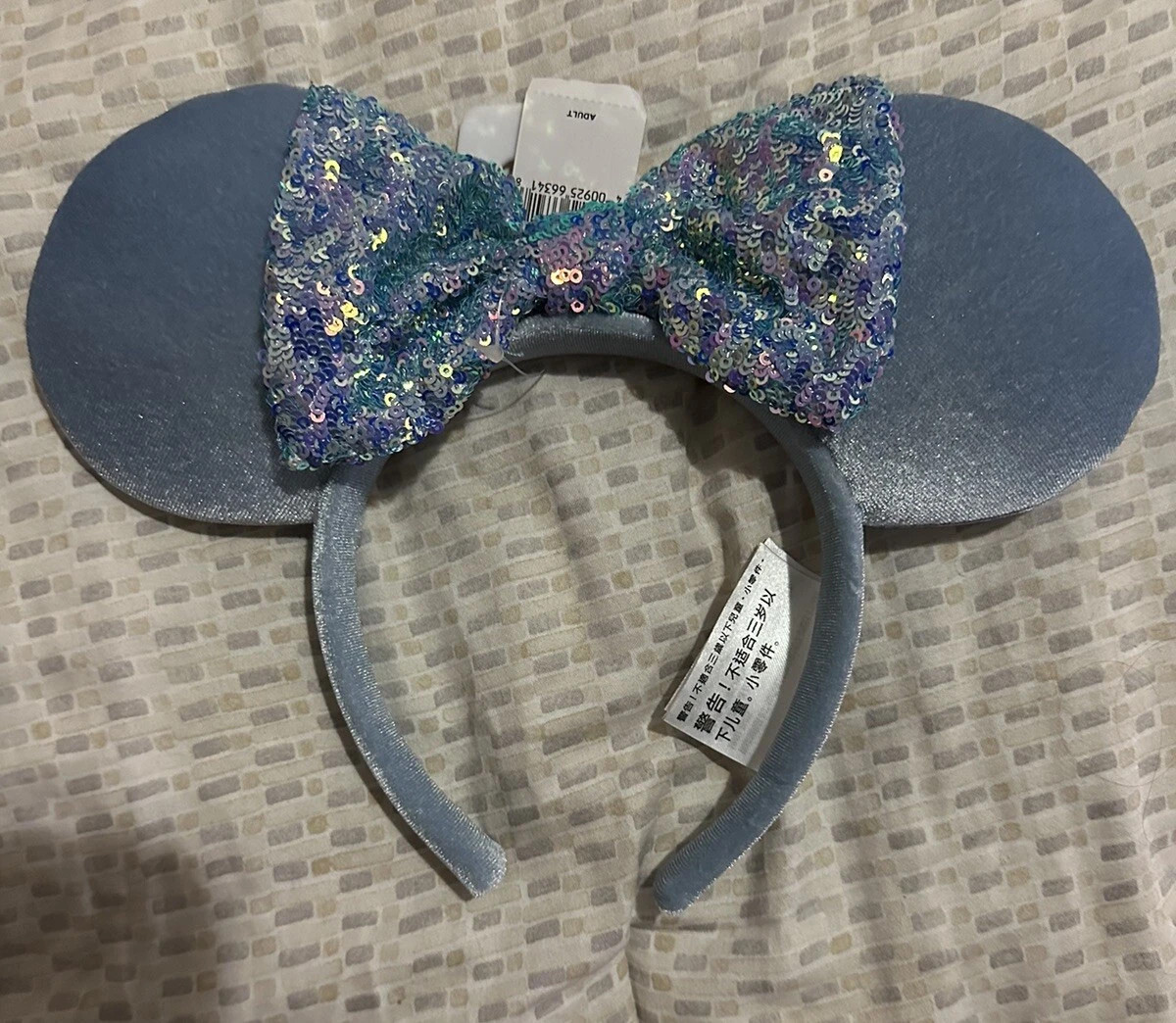 Disney Parks Minnie Mouse Cornflower Blue Velvet Sequin Bow Ears Headband New | eBay US