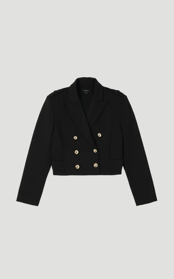 Scuba Military Collar Button Detail Cropped Jacket | Karen Millen US