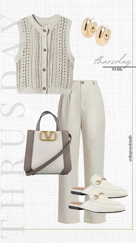 This workwear outfit is the perfect easy summer outfit. Knit tank, linen pants, Gucci mules and tote bag. 

#LTKworkwear #LTKstyletip #LTKFind
