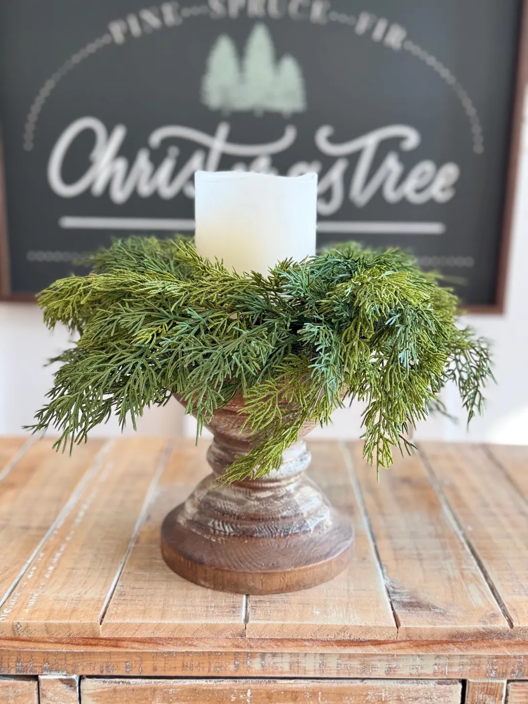 Farmhouse Christmas Winter Candle Ring, Christmas Decoration, Small Wreath, Candle Ring 5.5 In/12... | Etsy (US)