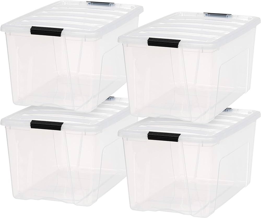 IRIS USA 72 Qt. Plastic Storage Bin Tote Organizing Container with Durable Lid and Secure Latchin... | Amazon (US)