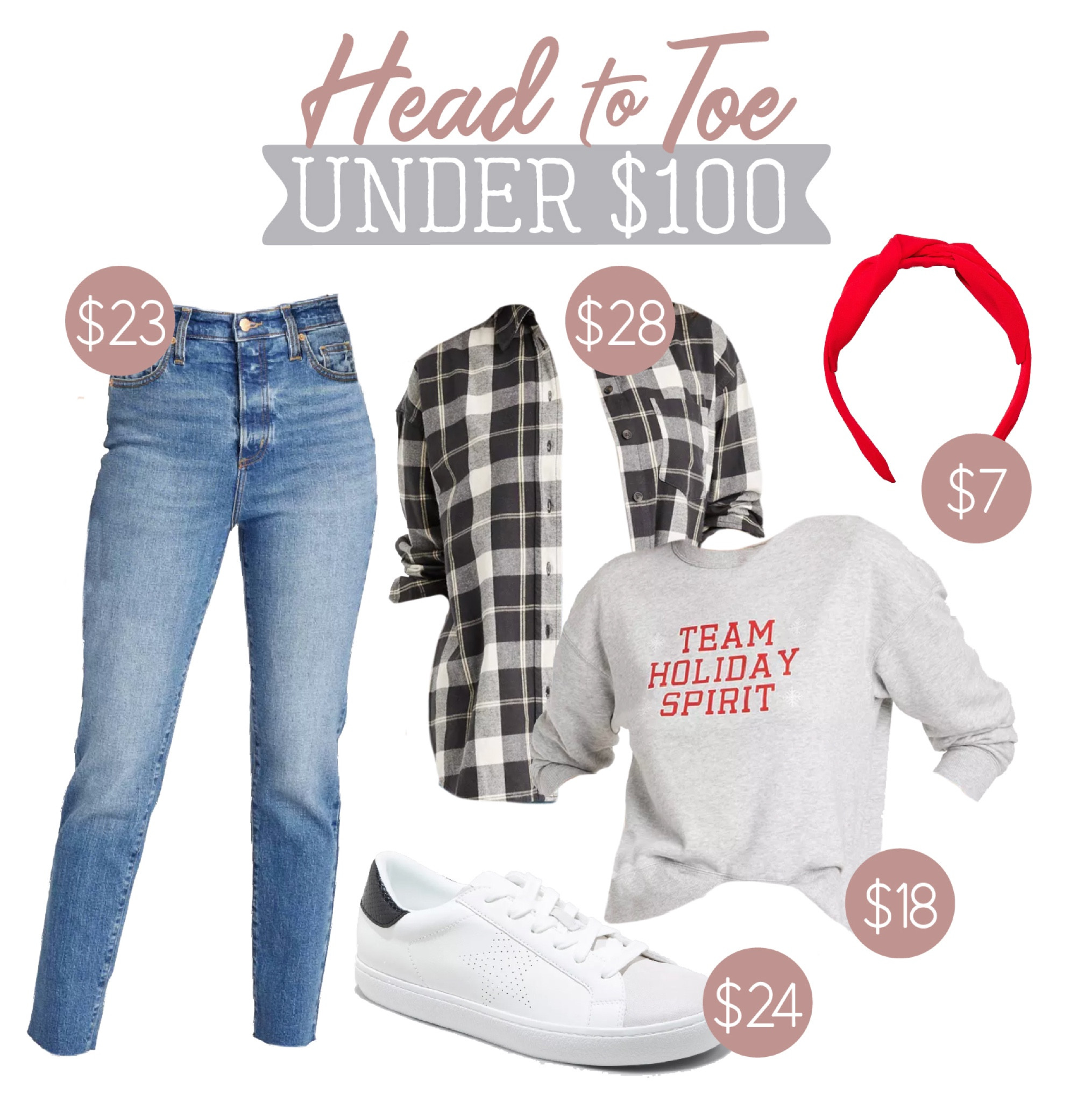 It’s target circle week! Click the circle offers on the jeans, sneakers, headband and sweatshirt to drop these prices! This look is technically exactly $100, but so cute for the Holiday season! 

#LTKHoliday #LTKfindsunder100 #LTKSeasonal