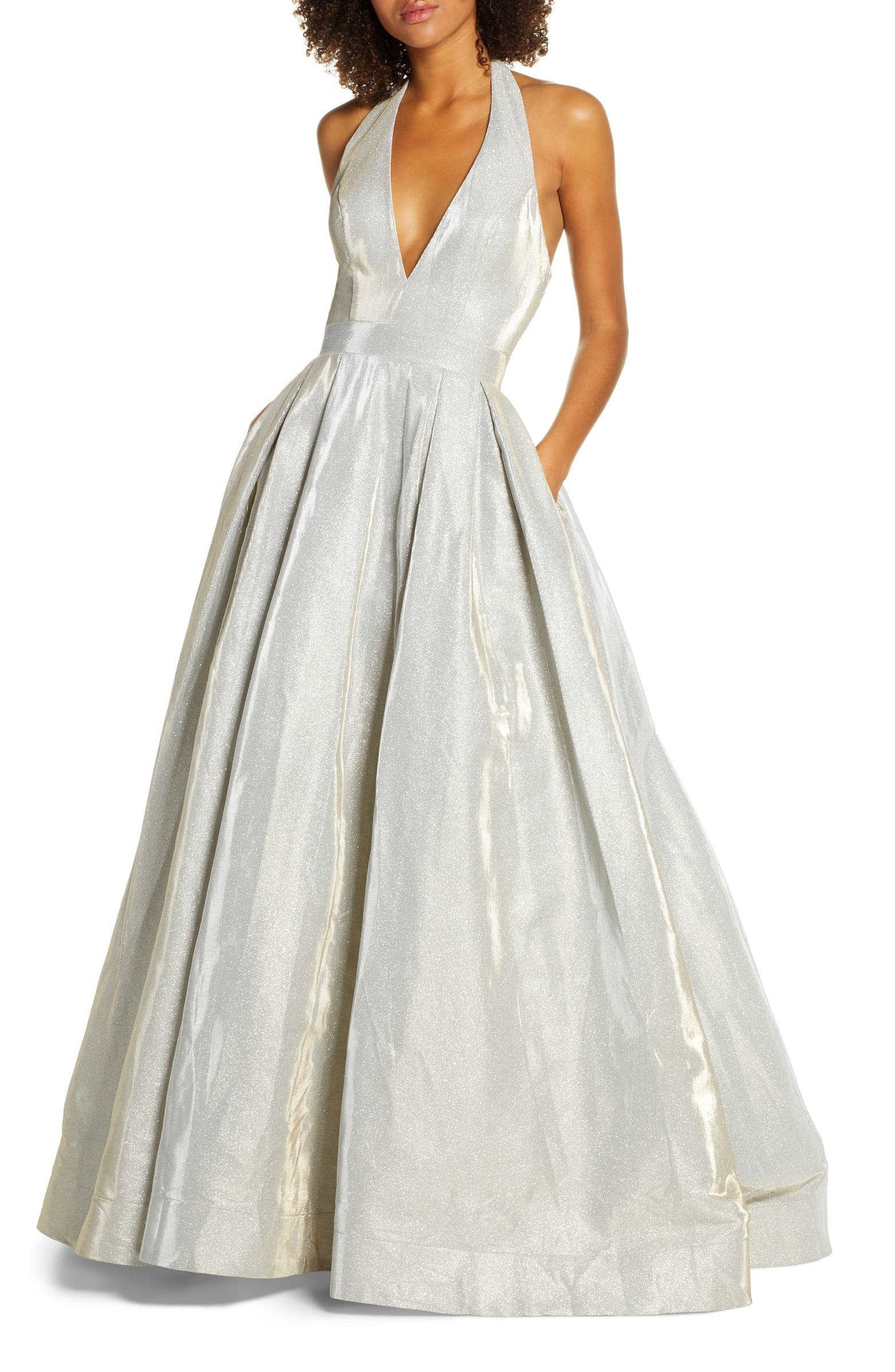 Mac Duggal Shimmering Halter Neck Ballgown | Nordstrom