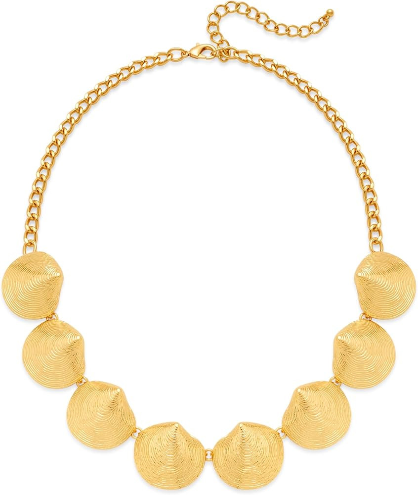 YUJIE Gold Plated Seashell Choker Necklace for Women Exaggerated Statement Chunky Ocean Shell Col... | Amazon (US)