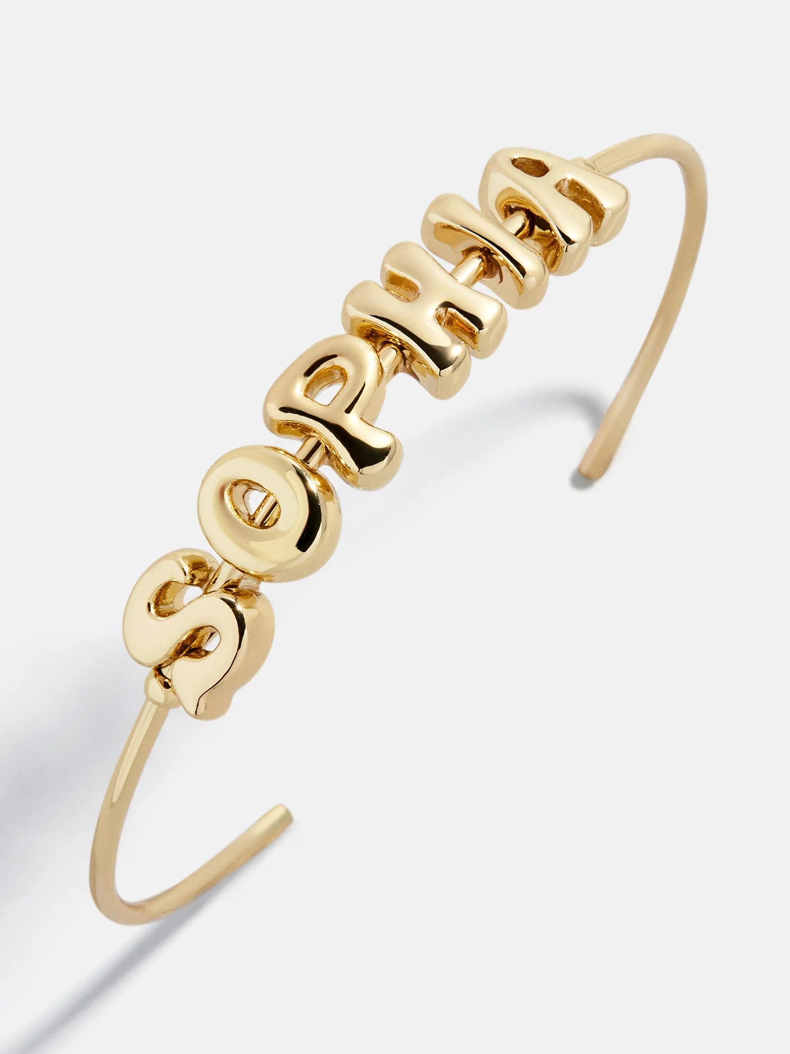 Bubble Letter Custom Cuff Bracelet - Gold | BaubleBar
