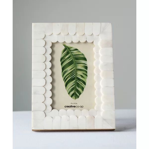 Ishee Scalloped Bone and Wood Picture Frame | Wayfair North America