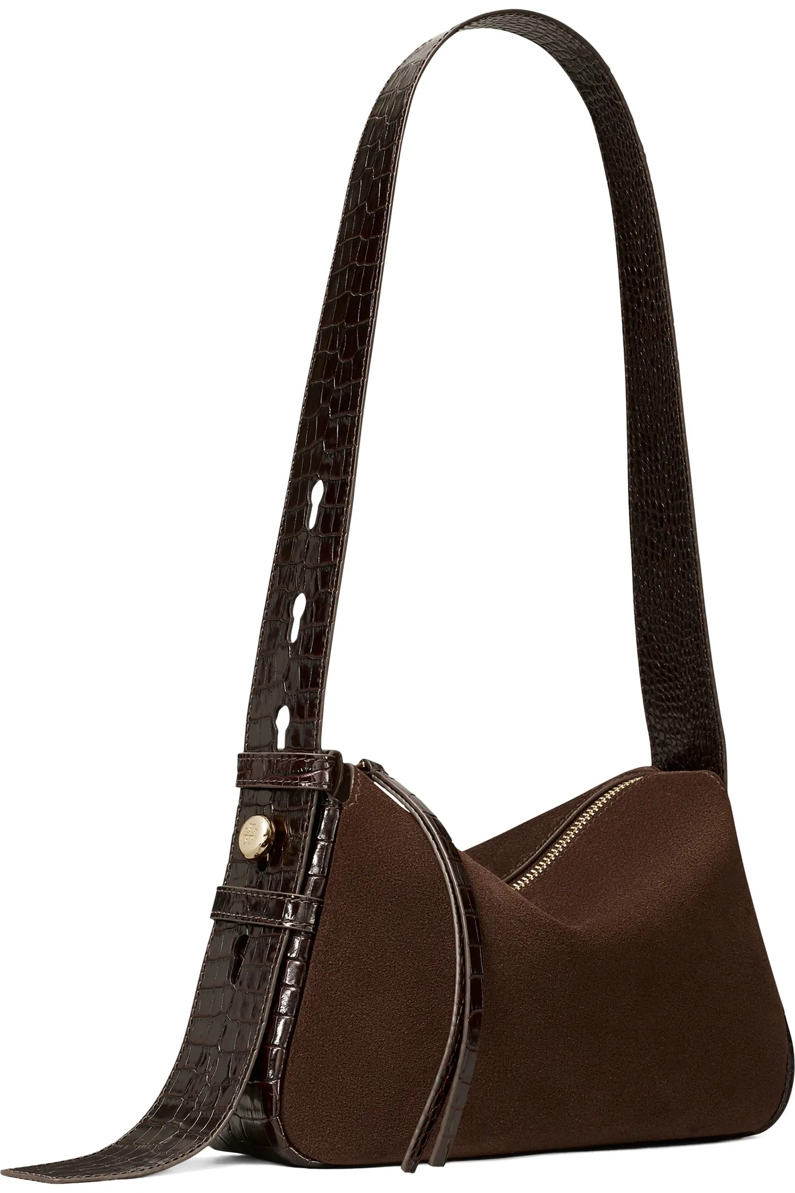 Tory Burch Small Romy Suede Shoulder Bag in Caramel at Nordstrom | Nordstrom