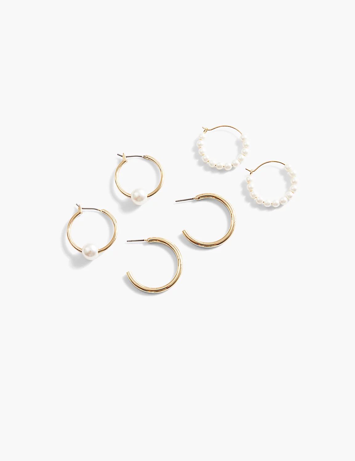 Hoop Earrings 3-Pack – Pearls | LaneBryant | Lane Bryant (US)