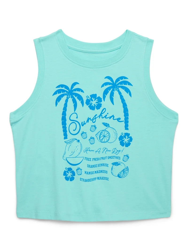 Wonder Nation Girls Sunshine Graphic Crew Neck Tank Top, Sizes 4-18 & Plus | Walmart (US)