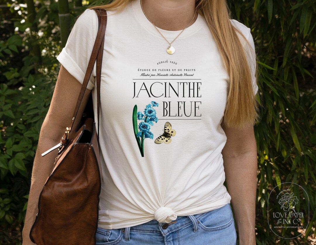 Jacinthe Bleue Women's Vintage Botanical T-Shirt // Botanical Shirt / Gardening Shirt / Aesthetic... | Etsy (US)