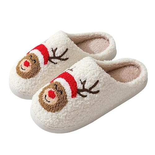 ogFctese Christmas Slippers Xmas Elk Santa Reindeer Cartoon Memory Foam Soft Plush House Indoor Outdoor Shoes | Amazon (US)
