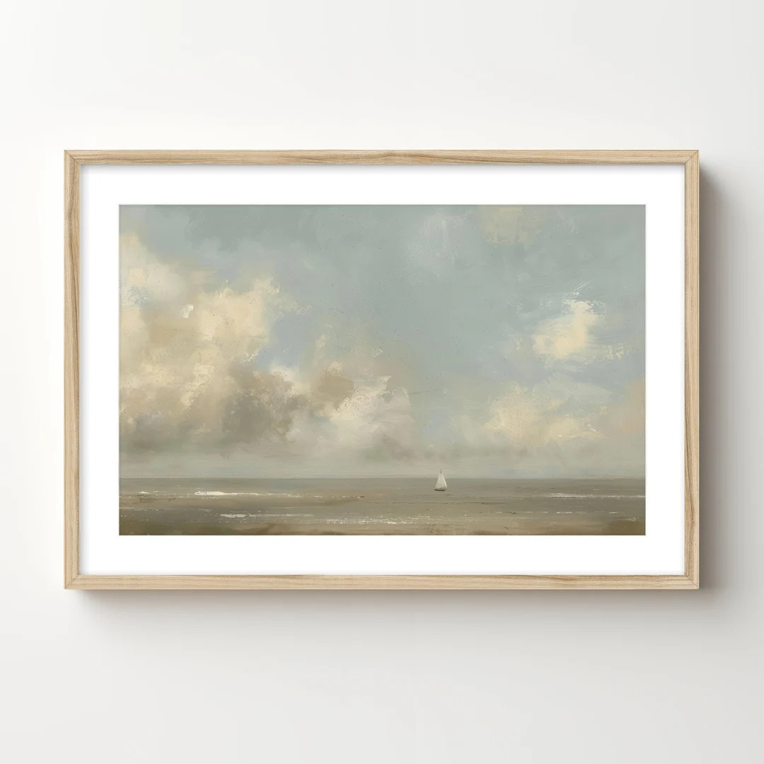 Plank & Pillow | Framed Ocean Painting | Beach Wall Decor | Neutral Print | Beach Art | Nautical ... | Etsy (US)