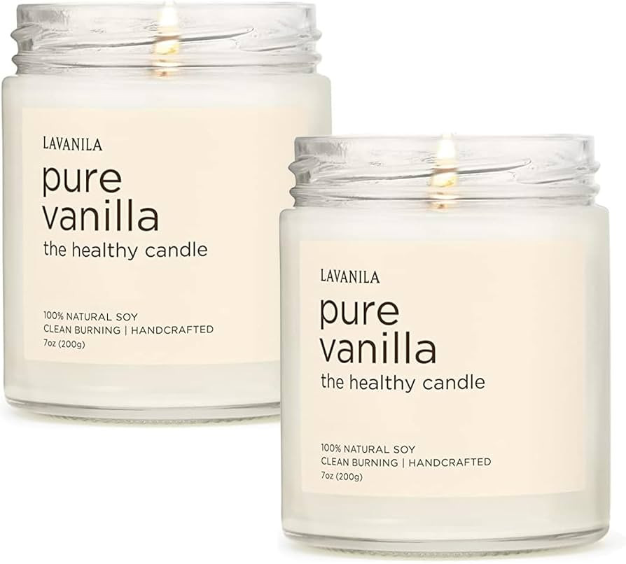 Lavanila Pure Vanilla Scented Natural Soy Candle (2-Pack) - Handcrafted, Clean Burning 50 Hour Bu... | Amazon (US)
