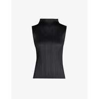 Basic high-neck sleeveless pleated crepe top | Selfridges