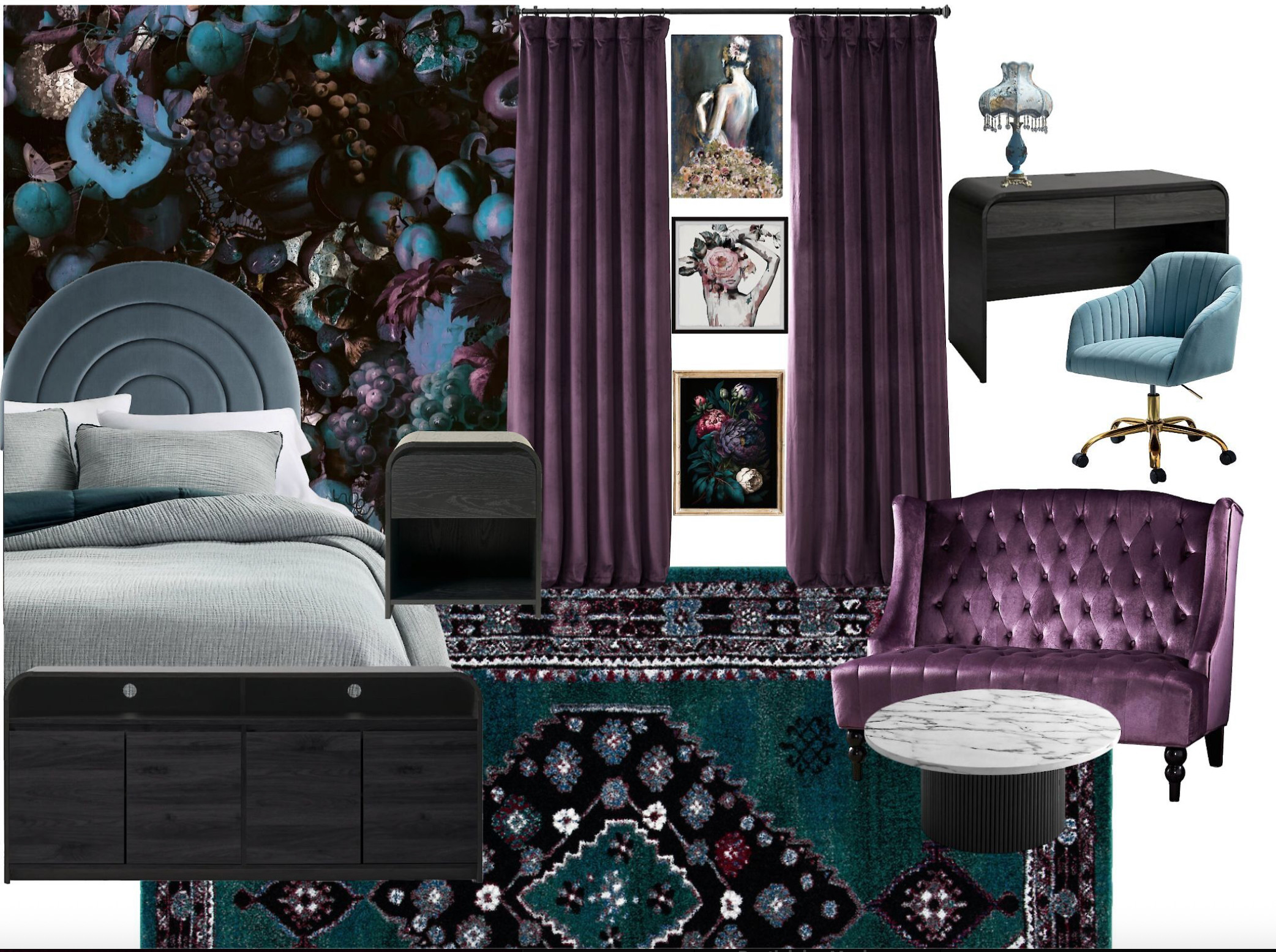 This room is for the mysterious girl who journals, wears perfume to class, and knows the difference between midnight and 12 AM. Deep purples, lush textures, and moody floral wallpaper wrap the space in luxury and emotion. With a tufted loveseat, sculptural lighting, and baroque art, this is your own little romantic world — perfect for daydreaming, painting, or plotting the next chapter of your story.

Pro Tip: Velvet curtains aren’t just for the drama — they double as sound dampeners and light blockers for those late-night creative bursts. 🖤

#dormdecor #backtoschool2025 #dorminspo #LTKhome #rheaalignedstyle #collegeprep 

 
