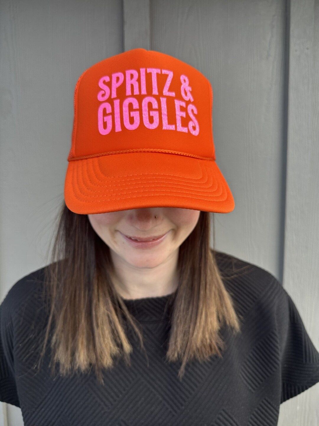 Spritz and Giggles Orange Trucker - Etsy | Etsy (US)