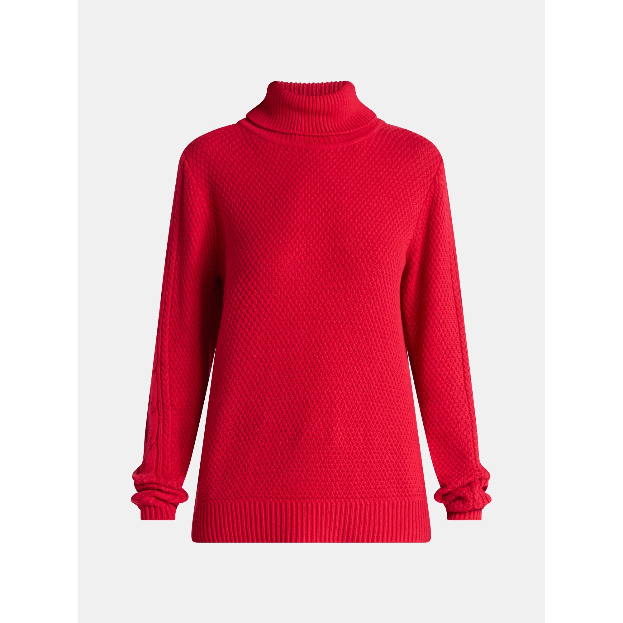 Time and Tru Women’s and Women’s Plus Turtleneck Sweater with Cable Sleeves, Midweight, Sizes... | Walmart (US)
