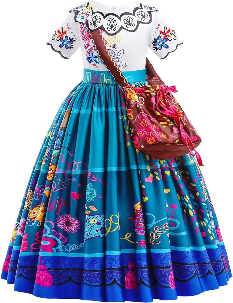 Encanto Dress for Girls, Mirabel Isabella Encanto Costume, Christmas Cosplay Princess Dress Up Wi... | Amazon (US)