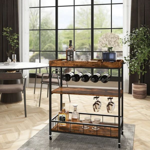Iyonia 31.1'' Wide Bar Cart with Removable Serving Tray and Wine Bottle Storage | Wayfair North America