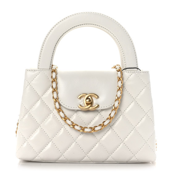 Shiny Aged Calfskin Quilted Nano Kelly Shopper White | FASHIONPHILE (US)