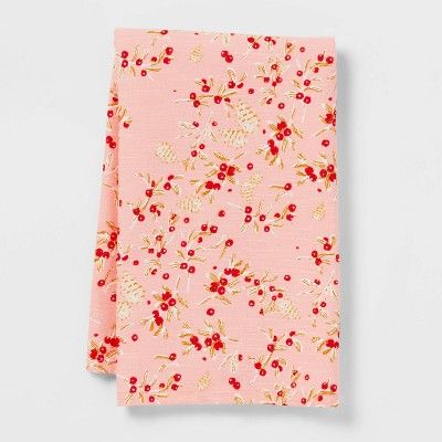 Cotton Winter Berries Kitchen Towel Pink - Threshold™ | Target