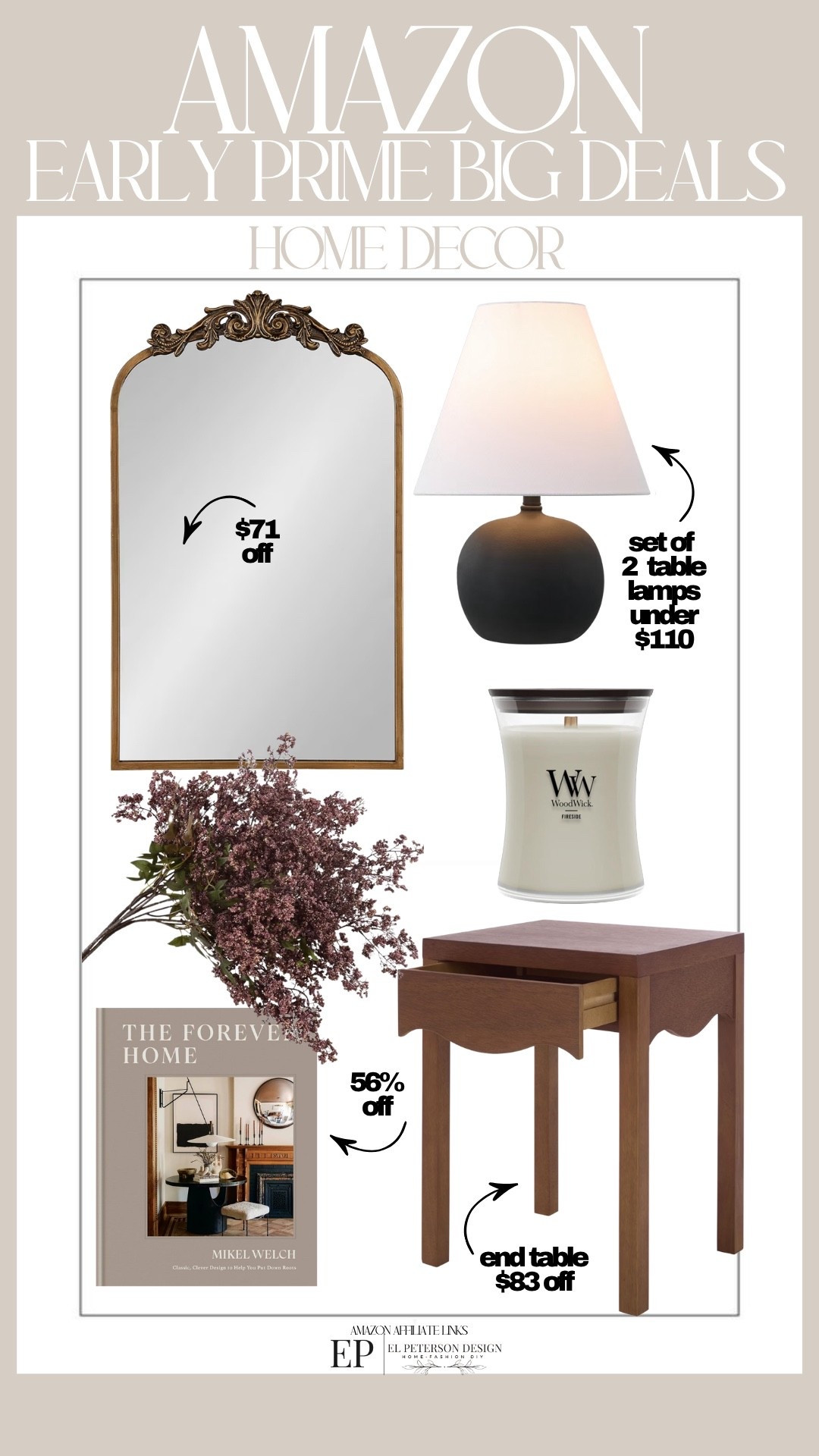 Amazon
Early Prime Big Deals
Mirror
End table
Table lamp
Stems
Decorative book
Candle

#LTKHome #LTKSaleAlert