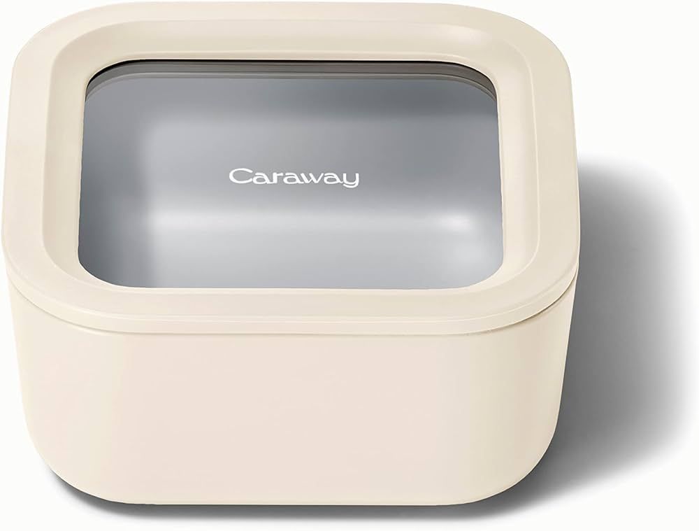 Caraway Glass 4.4 Cup Food Container - Ceramic Coated for Nonstick Storage with Glass Lids - Dish... | Amazon (US)