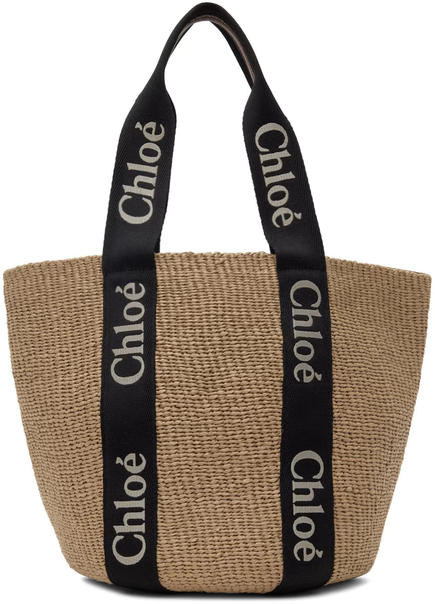 Beige Large Woody Basket Tote | SSENSE