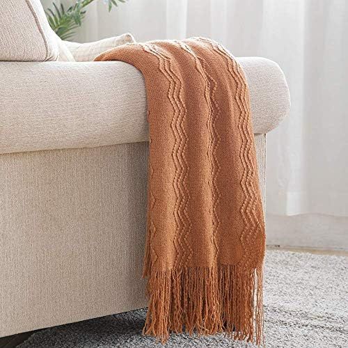 BOURINA Throw Blanket Textured Solid Soft Sofa Throw Couch Cover Knitted Decorative Blanket, 60"x... | Amazon (US)