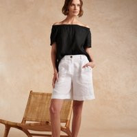Linen Longline Short, White, 10 | The White Company (UK)