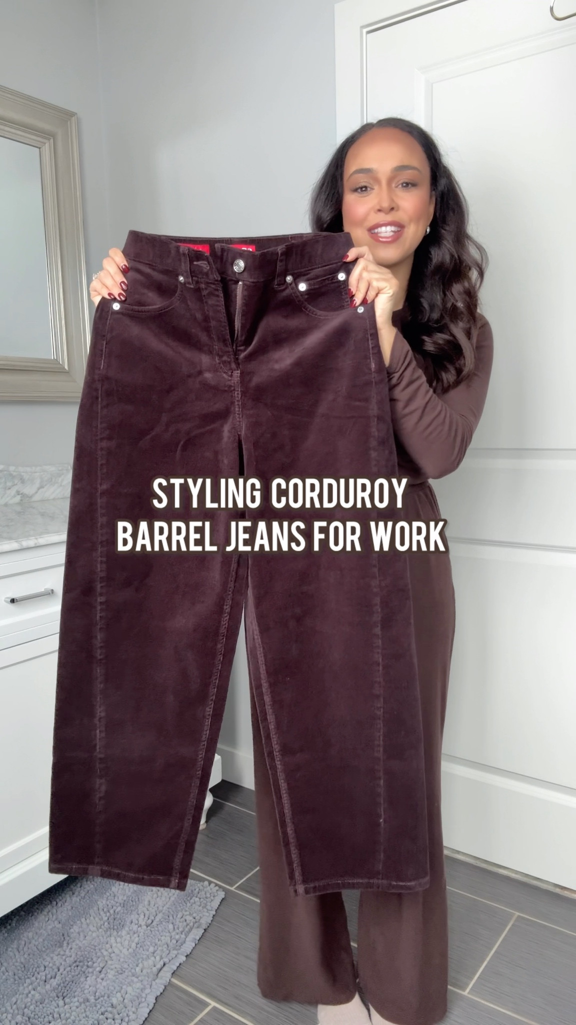 What I Am Wearing To Work This Week feat: Corduroy Barrel Leg Jeans from Spanx! Wearing a size small regular and fits true to size. Discount Codes Below: 

Barrel Jeans are 30% off through Monday 
MERRY for 20% off my tops 
SARAHJUDE35 for 35% off my booties 

#LTKCyberWeek #LTKgrwm #LTKHoliday