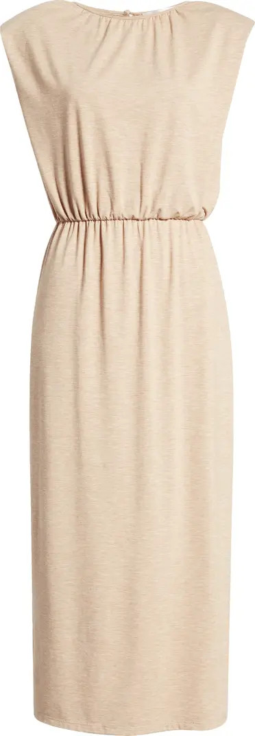 Padded Shoulder Midi Dress | Nordstrom