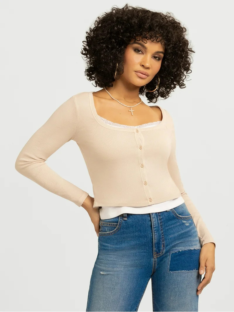Jessica Simpson Women's and Women's Plus Manuela Layered Look Top, Sizes XS-4X | Walmart (US)