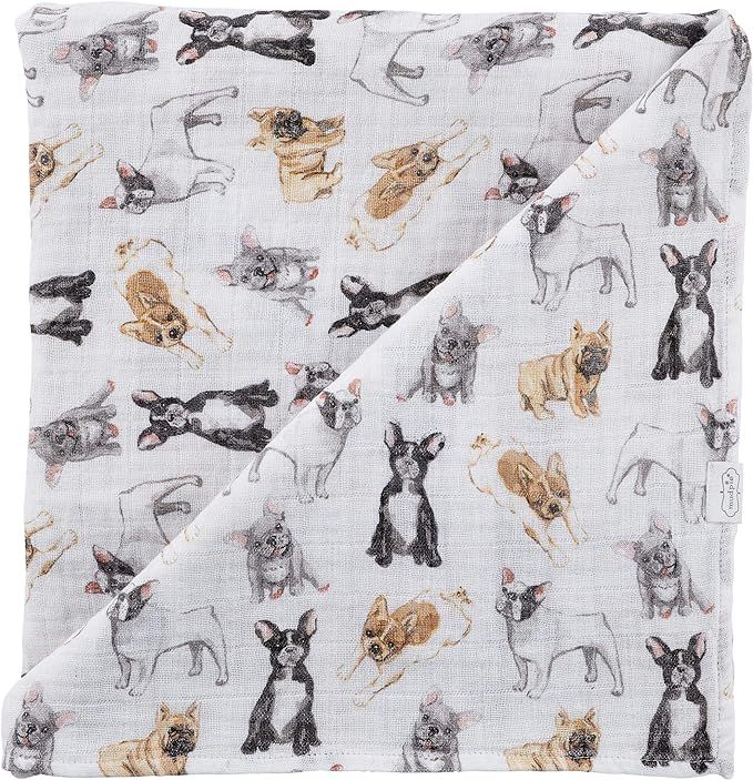 Mud Pie, French Bulldog Print Baby Swaddle Blanket, 47" x 47", Frenchie | Amazon (US)