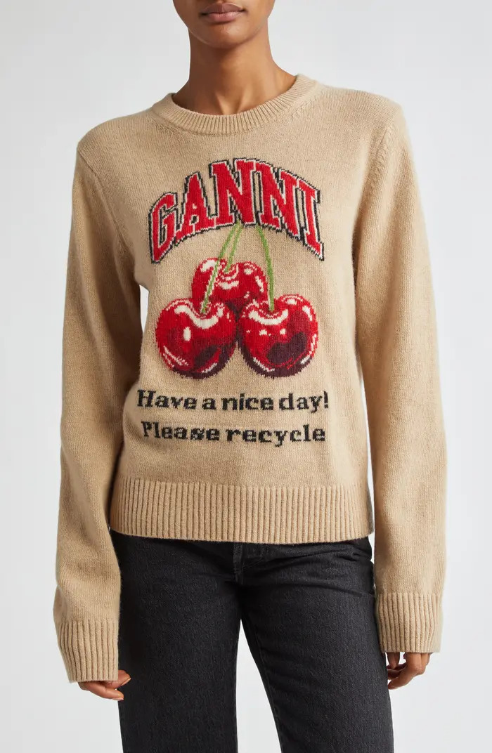 Ganni Intarsia Knit Wool Blend Sweater | Nordstrom | Nordstrom