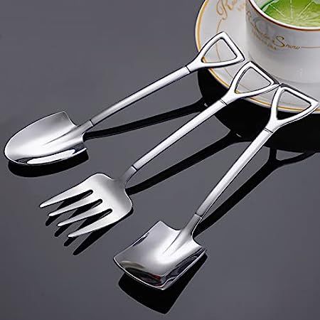 9 Pieces Small Shovel Spoon Fork Include 3 Pieces Pointed Spoons 3 Pieces Shovel Shape Spoons and 3  | Amazon (US)
